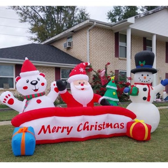 Amazon.com: 10 FT Inflatable Merry Christmas Banner Sign  10 FT Inflatable Merry Christmas Banner Sign with LED Lights Blow Up Decoration